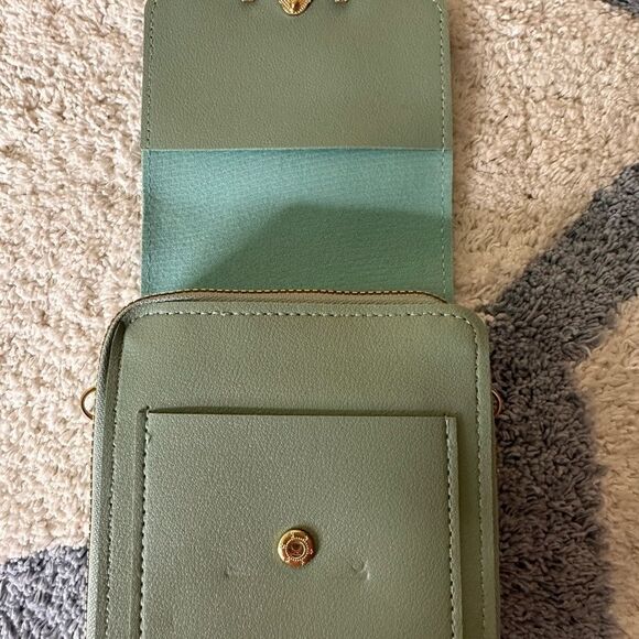 Synthetic Leather Shoulder Bag, Telephone Wallet Cross Bag(Green) - Picture 12 of 14